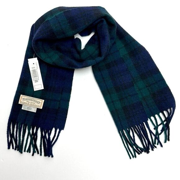 NWT James Pringle Weavers Scarf Pure New Wool Black Watch Tartan Plaid Scotland - Picture 1 of 8